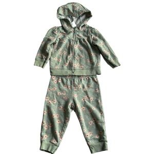 Gorgeous mint green with pink flowers two piece set